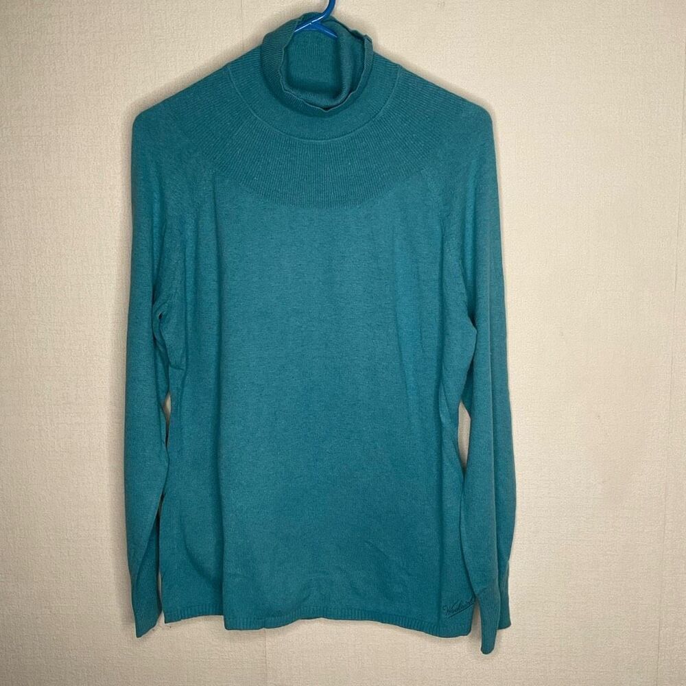 Vintage Woolrich Sweater Womens Large Teal Turquoise  Fair‎ Isle Turtleneck Cowl